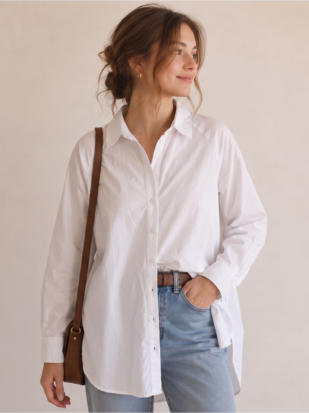 COLDWATER CREEK Cotton Poplin Tunic Shirt